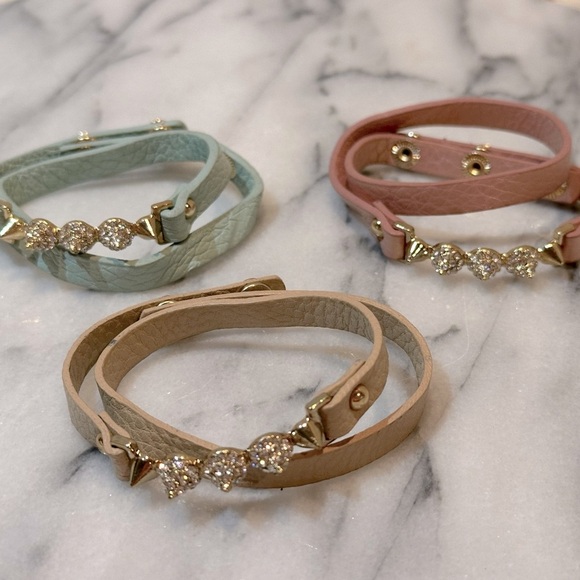 Crystal Spike Cuff Wrap Bracelet in Teal Blue - Picture 11 of 11